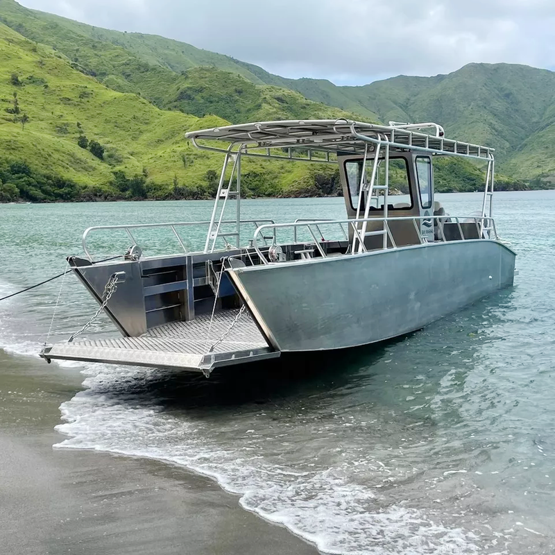 Embarcação de desembarque com console de 9 m transportando embarcação de desembarque de alumínio com balsa de carga de 5 toneladas com cabine para vendas