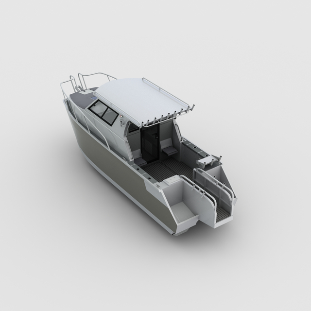 Barco catamarã de pesca esportiva offshore Allsealion 7,9 m com cabine fechada 400L barco iate com casco de alumínio à venda