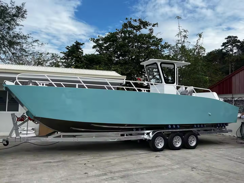 Barco de alumínio para desembarque, console de 9m, transportando barco de carga de 5 toneladas, embarcação de desembarque com console para vendas