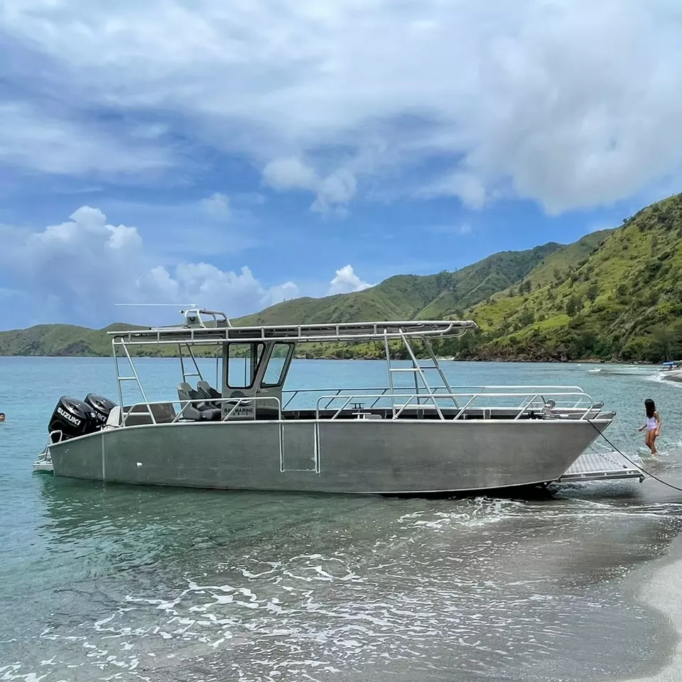 Barco de carga de alumínio para embarcações de desembarque de 26 pés pode transportar 6 toneladas de embarcações de desembarque de alumínio de carga Barco de carga de alumínio para embarcações de desembarque de 7,9 metros para venda