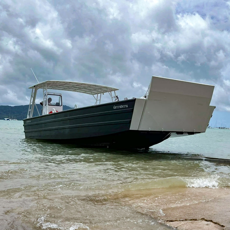 Embarcação de desembarque com console de 9 m transportando embarcação de desembarque de alumínio com balsa de carga de 5 toneladas com cabine para vendas